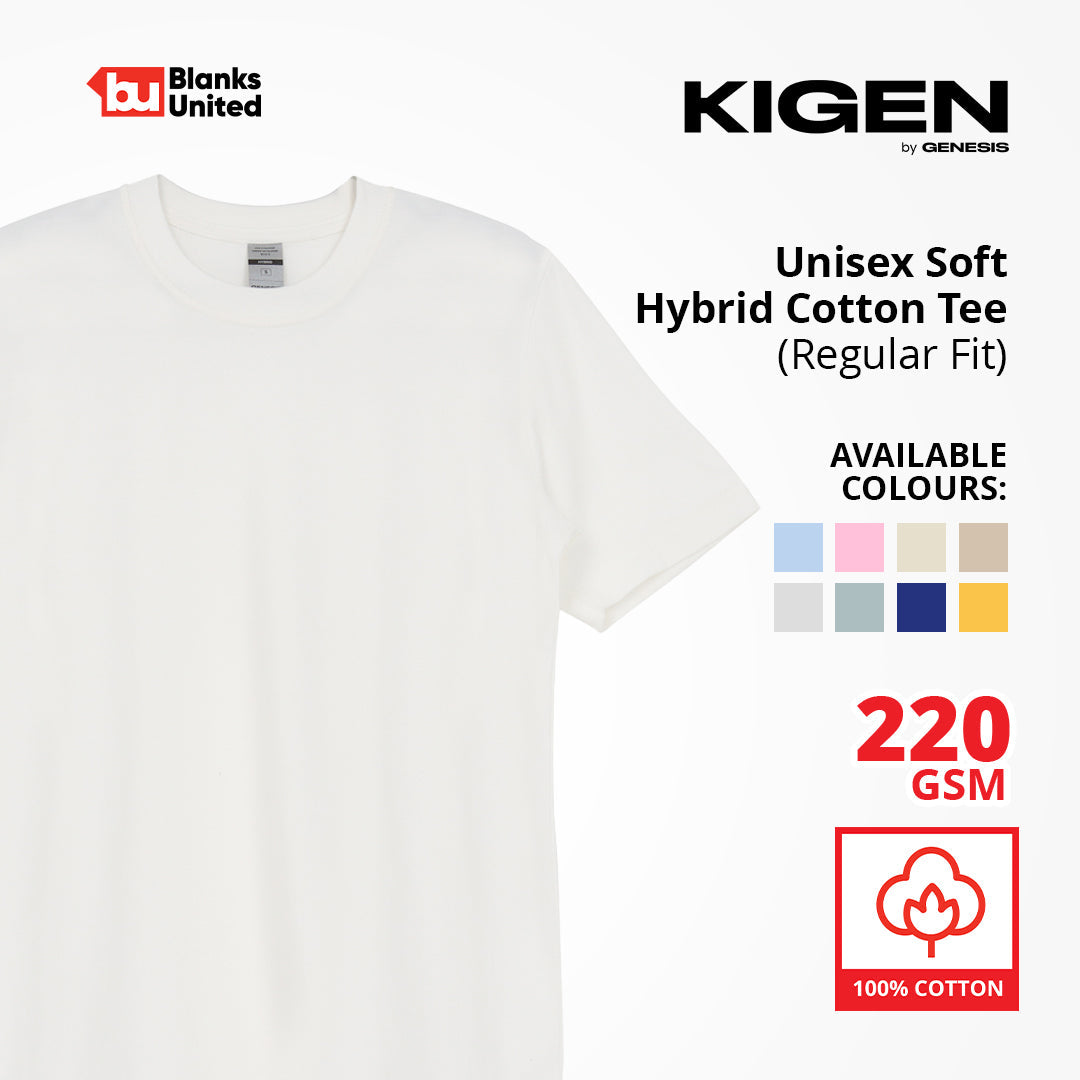KIGEN #5700 Unisex Soft Hybrid Cotton Tee LIGHT COLORS (Regular Fit) (S-3XL)