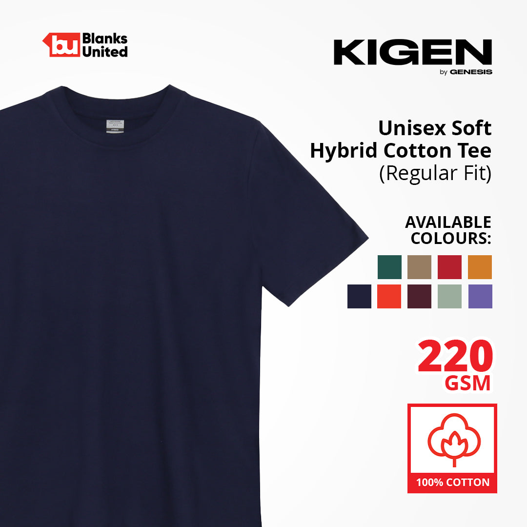KIGEN #5700 Unisex Soft Hybrid Cotton Tee DARK COLORS (Regular Fit) (S-3XL)