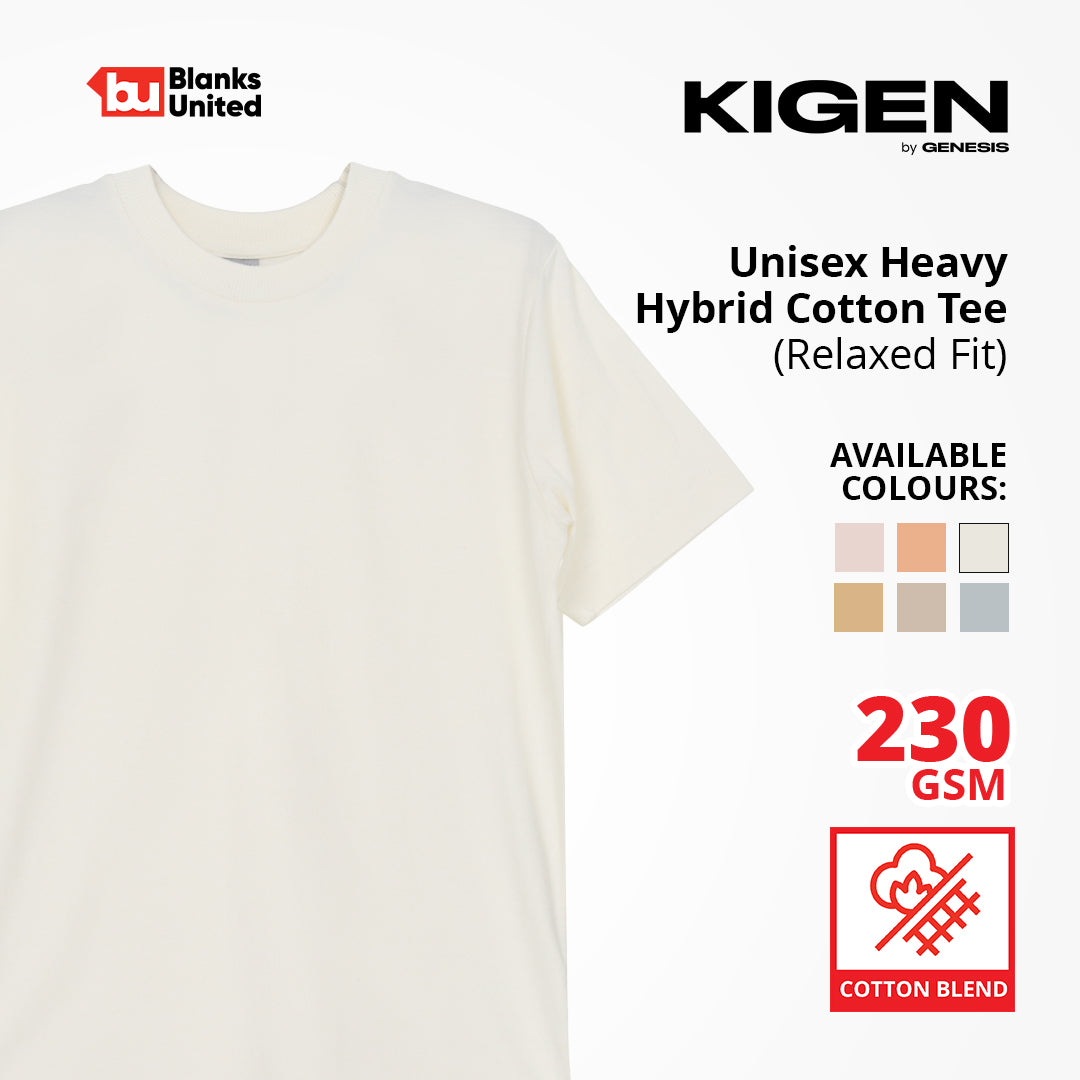 KIGEN #5900 Unisex Heavy Hybrid Cotton Tee LIGHT COLORS (Relaxed Fit) (XS-3XL)