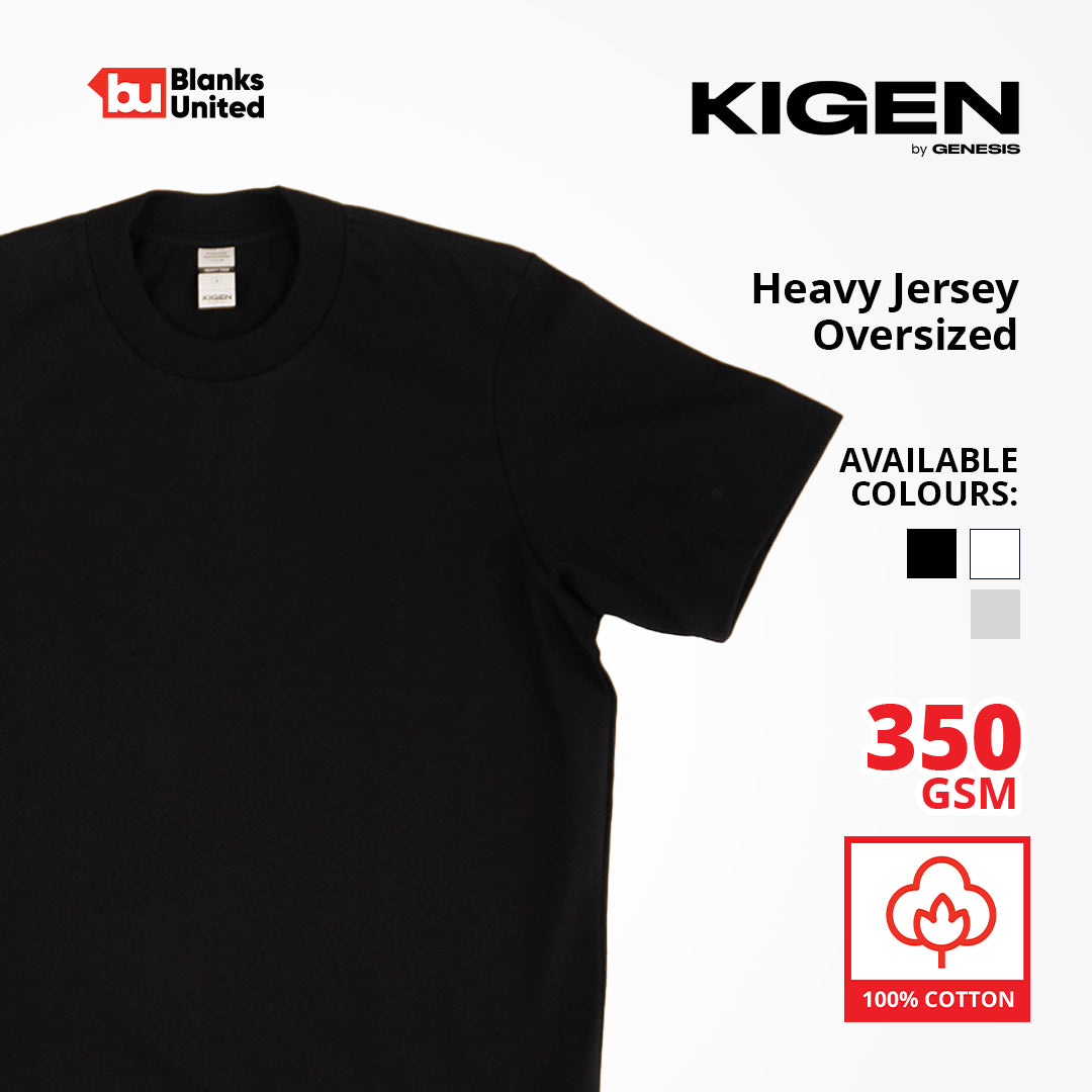 KIGEN #7350 Unisex Heavy Jersey Oversized Mock Tee (XS - 3XL)