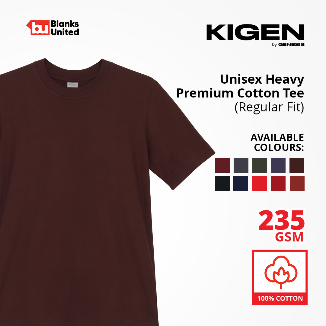 KIGEN #7900 Unisex Heavy Premium Cotton Tee DARK COLORS (Regular Fit)