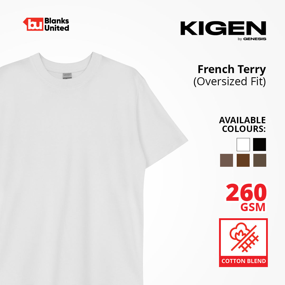 KIGEN #8700 Heavy Oversized French Terry Shirt NEUTRAL COLORS (Oversized Fit) (XS-2XL)