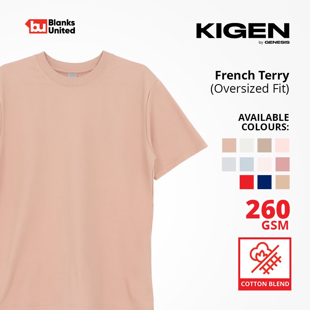 KIGEN #8700 Heavy Oversized French Terry Shirt LIGHT COLORS (Oversized Fit) (XS-2XL)
