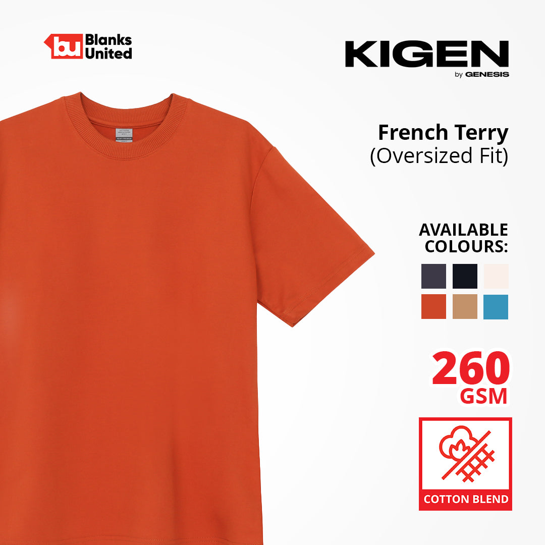 KIGEN #8700 Heavy Oversized French Terry Shirt DARK COLORS (Oversized Fit) (XS-2XL)