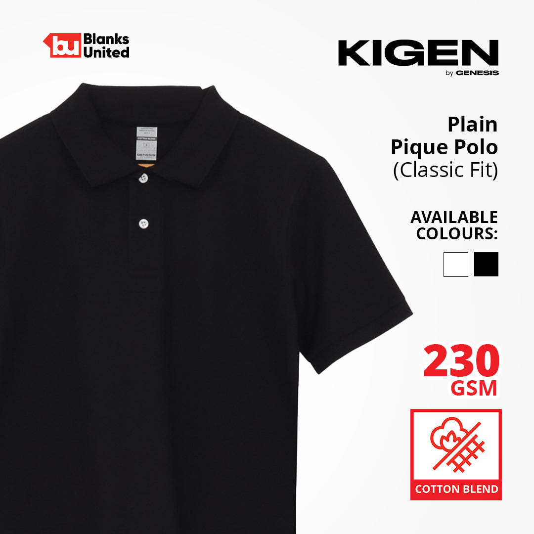 KIGEN #9000 Unisex Premium Plain Pique Polo Shirt (S-2XL)