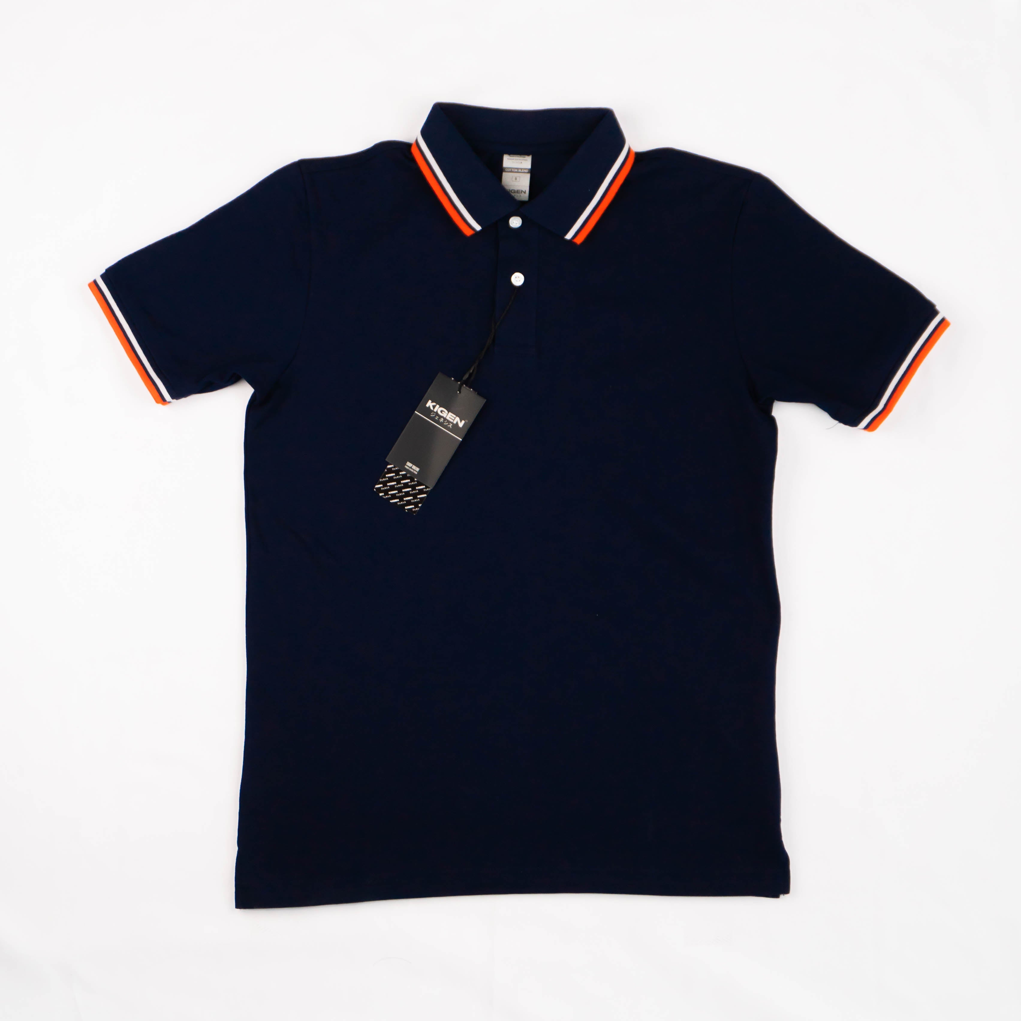 KIGEN #9900 Unisex Tipped Pique Polo Shirt NAVY BLUE (XS-3XL)
