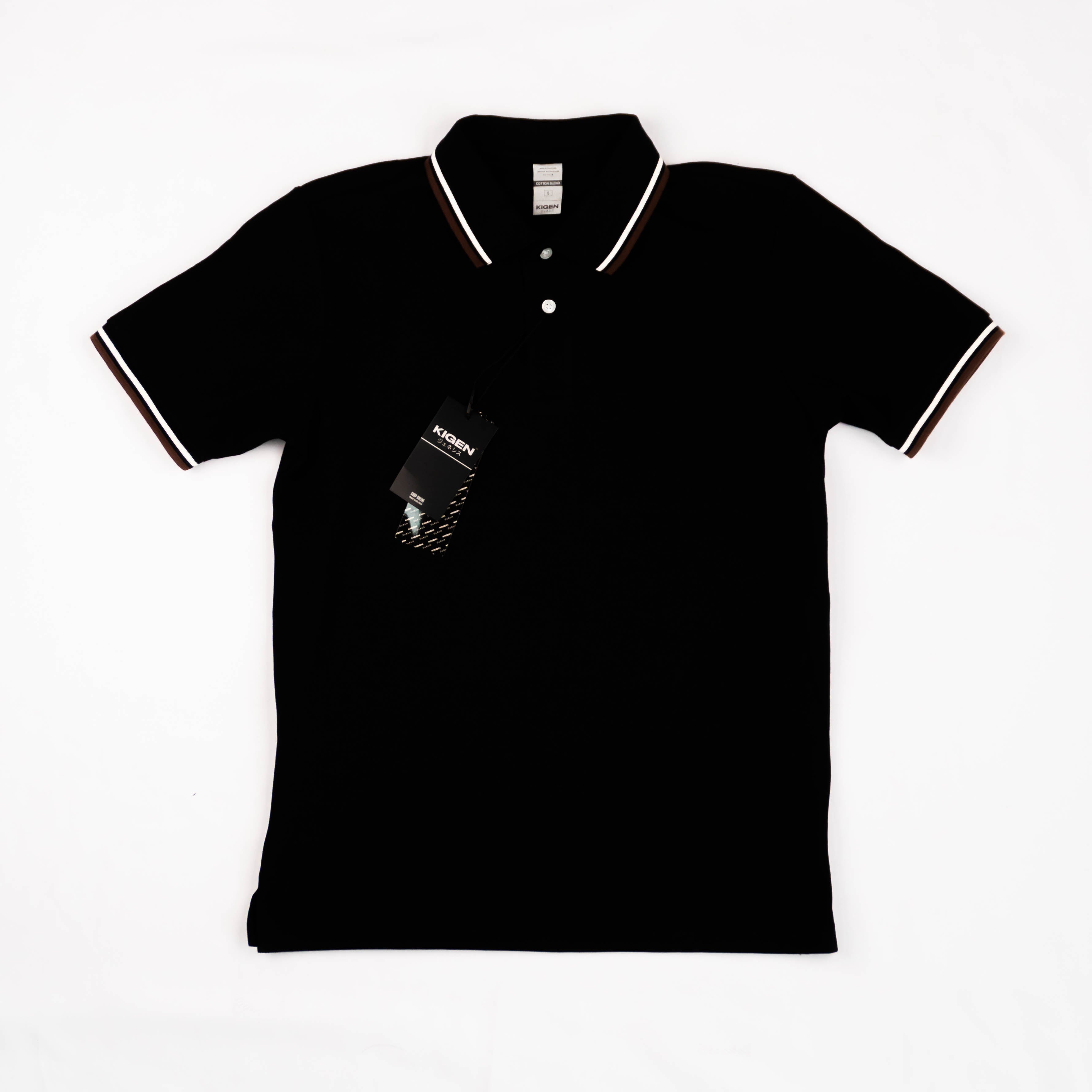 KIGEN #9900 Unisex Tipped Pique Polo Shirt BLACK (XS-3XL)