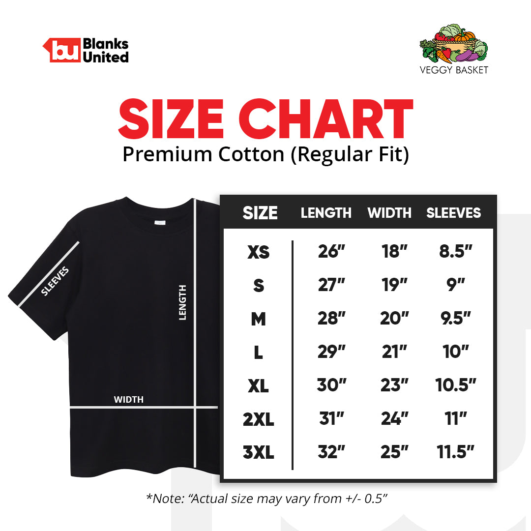 VEGGY BASKET Premium Cotton T-Shirts DARK COLORS (XS-3XL / Classic Fit) (UNISEX) PC