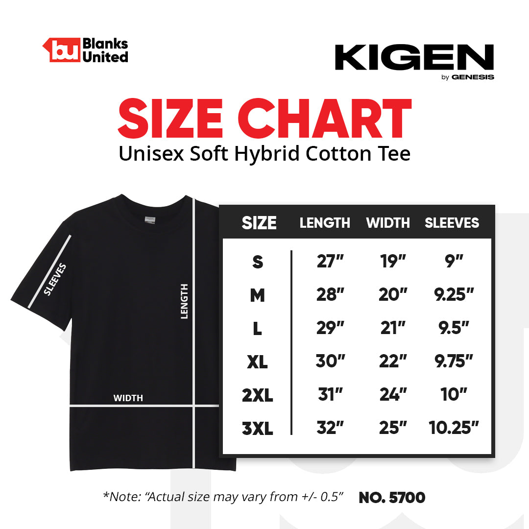 KIGEN #5700 Unisex Soft Hybrid Cotton Tee NEUTRAL COLORS (Regular Fit) (S-3XL)