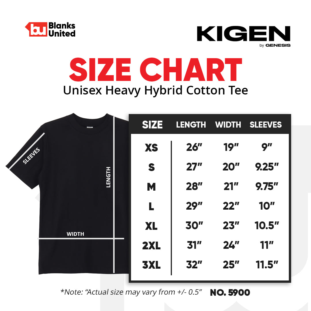 KIGEN #5900 Unisex Heavy Hybrid Cotton Tee DARK COLORS (Loose Fit) (XS-3XL)