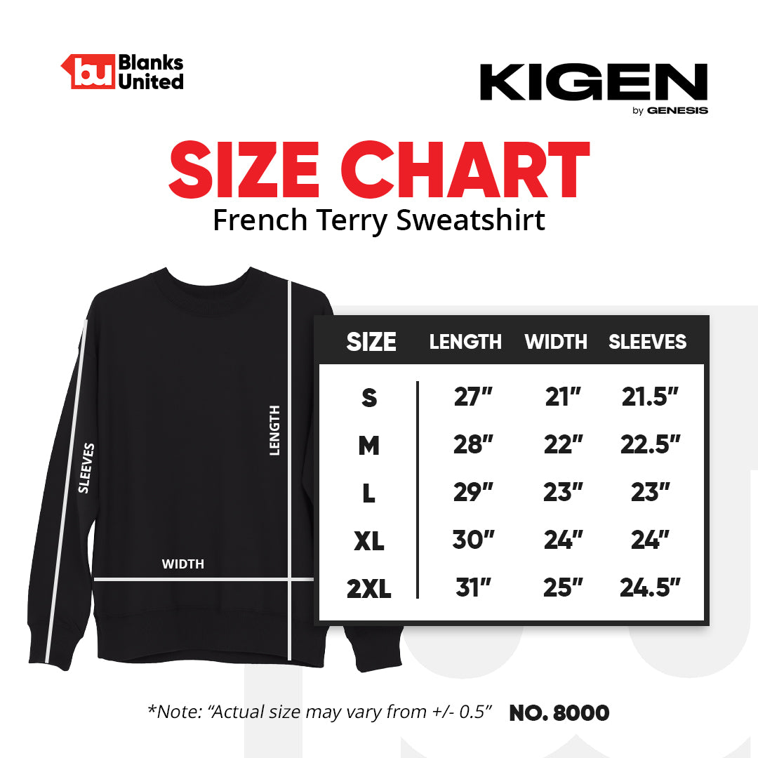 KIGEN #8000 Unisex French Terry Crewneck Sweatshirt (S-2XL)