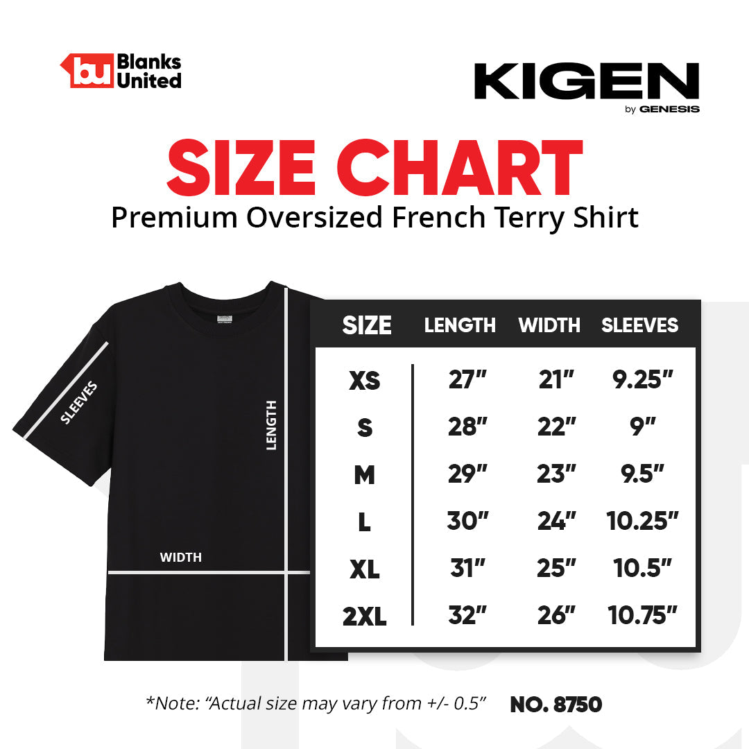 KIGEN #8750 Heavy Premium Oversized French Terry Shirt (XS - 3XL)