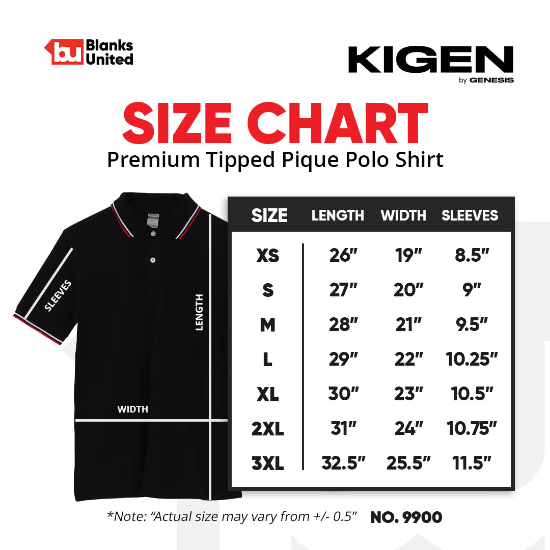 KIGEN #9900 Unisex Tipped Pique Polo Shirt NAVY BLUE (XS-3XL)