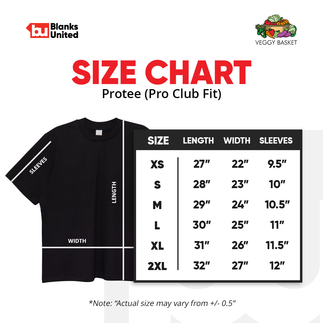 VEGGY BASKET Pro-tee Cotton T-Shirts DARK COLORS (S-2XL / Proclub Fit) (UNISEX) PROTEE