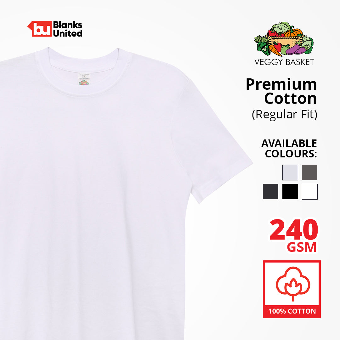 VEGGY BASKET Premium Cotton T-Shirts NEUTRAL COLORS (XS-3XL / Classic Fit) (UNISEX) PC