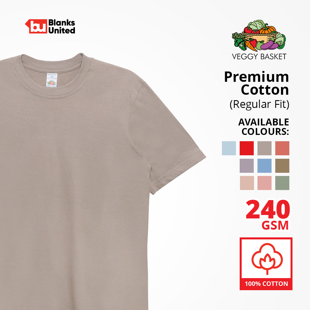 VEGGY BASKET Premium Cotton T-Shirts LIGHT COLORS (XS-3XL / Classic Fit) (UNISEX) PC