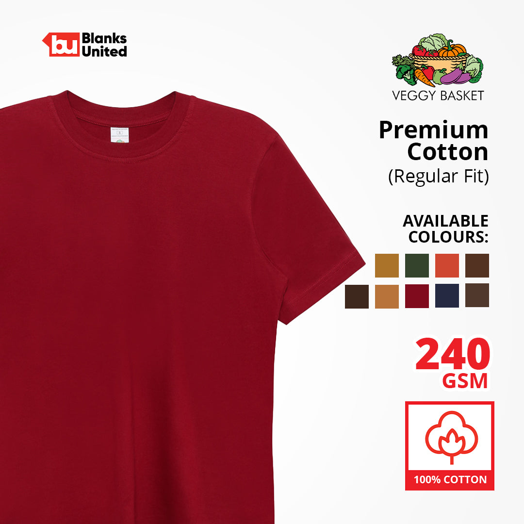 VEGGY BASKET Premium Cotton T-Shirts DARK COLORS (XS-3XL / Classic Fit) (UNISEX) PC