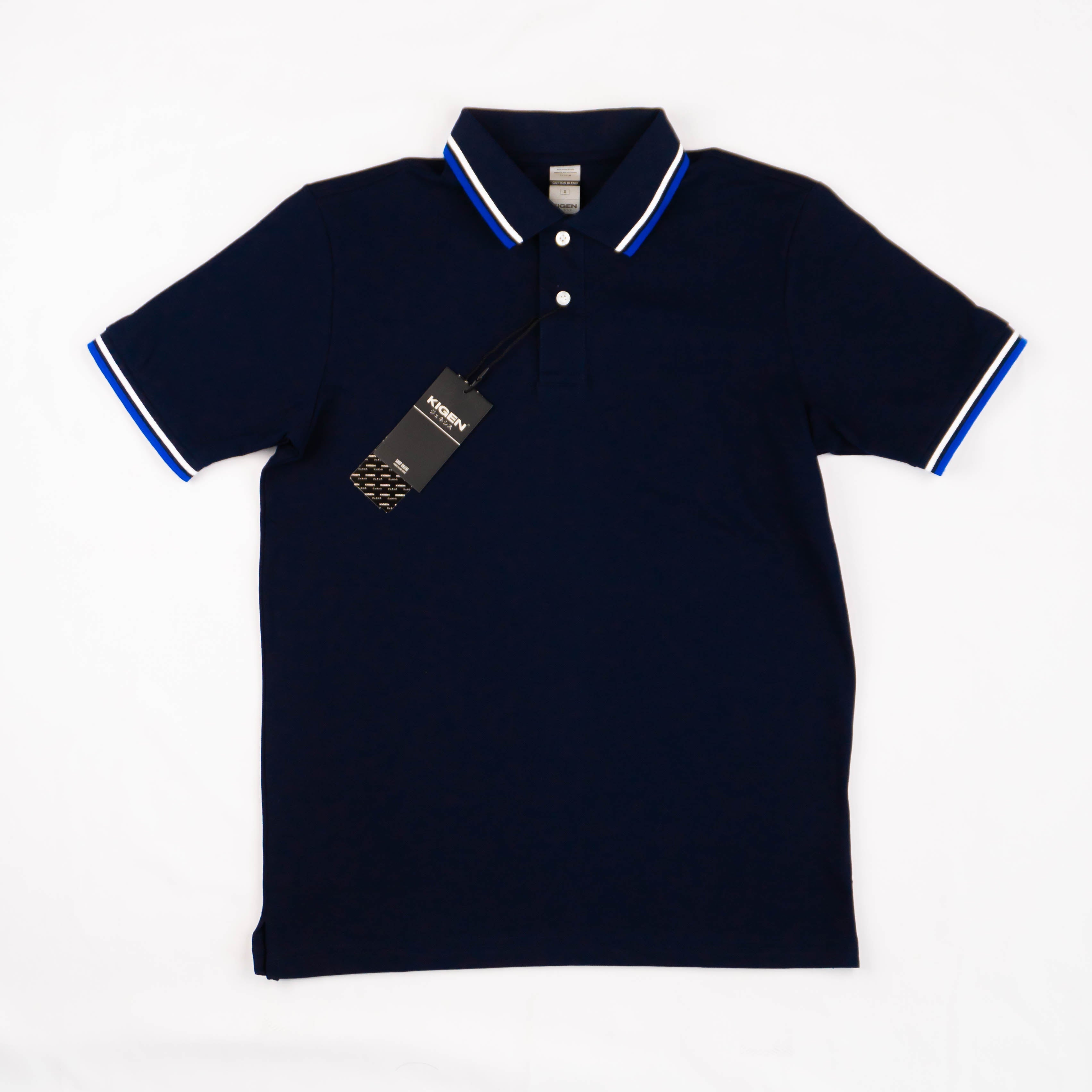 KIGEN #9900 Unisex Tipped Pique Polo Shirt NAVY BLUE (XS-3XL)